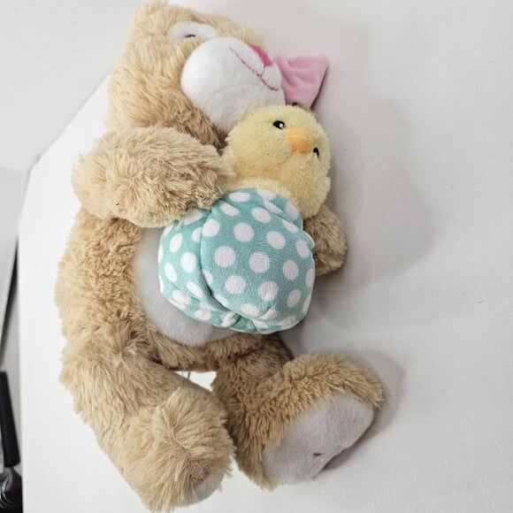 Cuddle Barn Bunny Chick Plush Tan Yellow Stuffed Animated Easter Musical Works - Picture 8 of 15